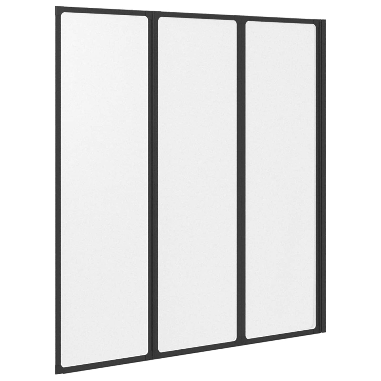 Shower Screen Folding Black 132 x 2 x 140 cm Aluminium and PP