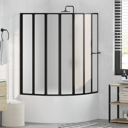 Shower Screen Folding Black 168 x 140 cm Aluminium