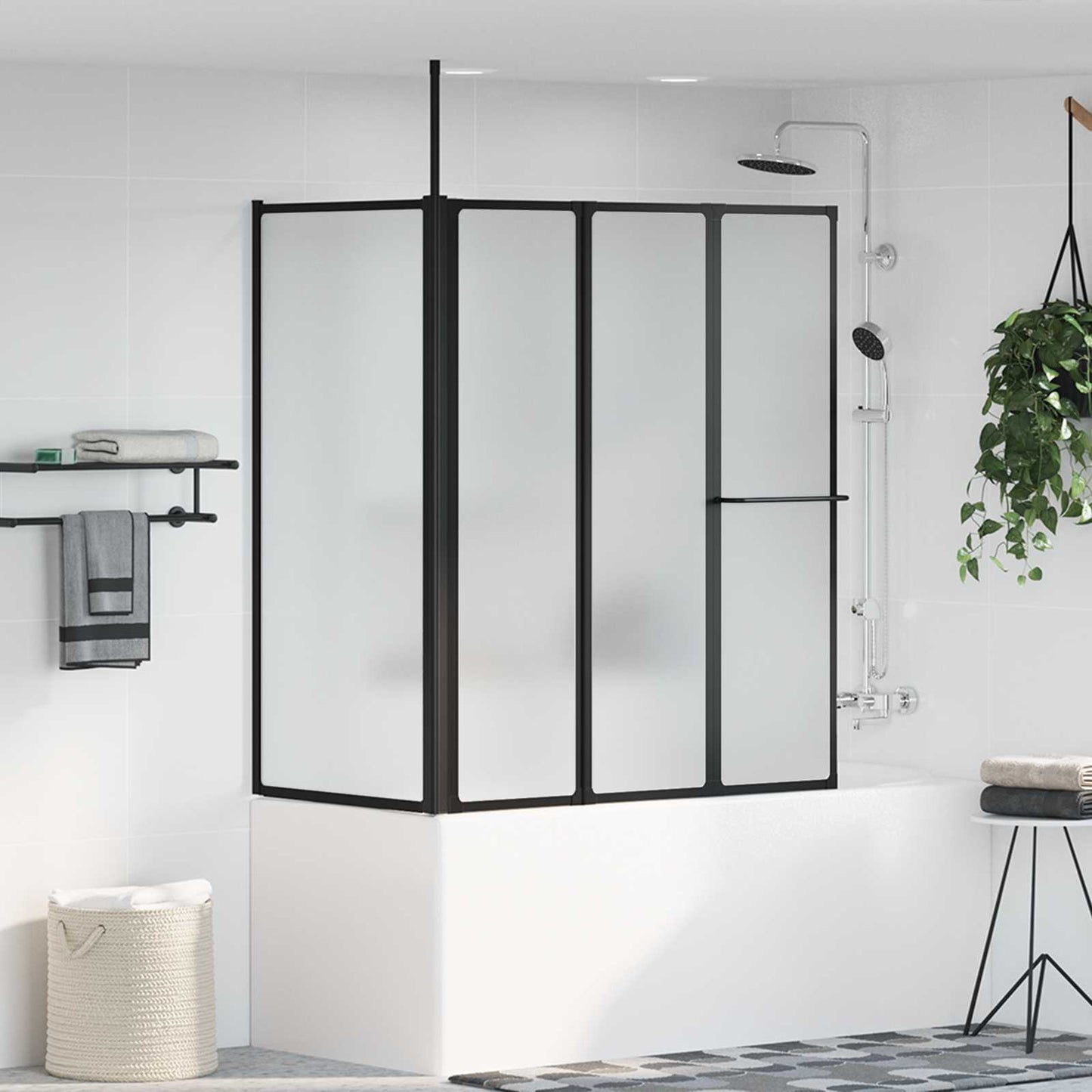 Shower Screen Folding White Aluminium