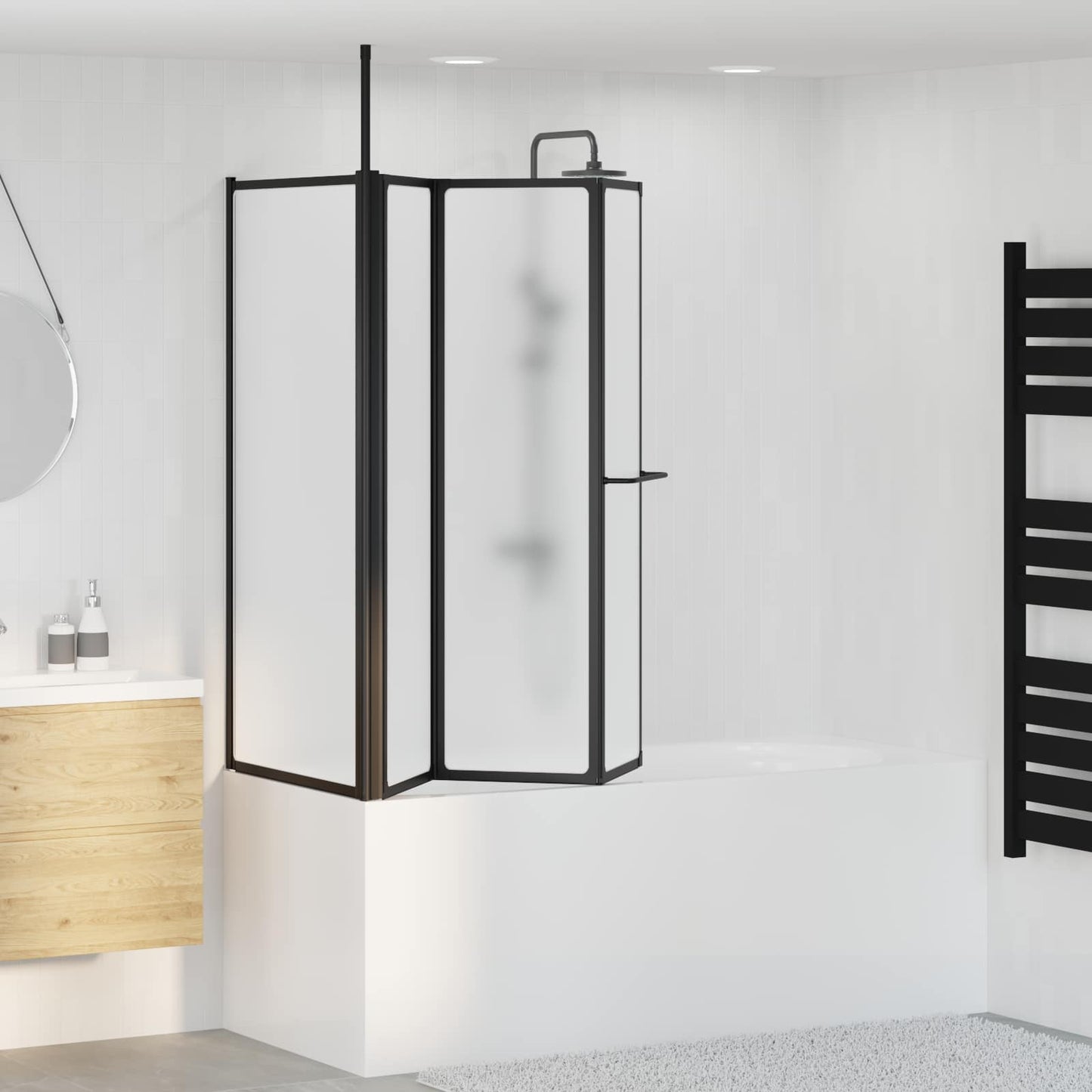 Shower Screen Folding White Aluminium