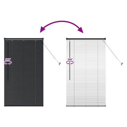 Venetian Blinds Height Adjustable Black 130 x 70 cm Aluminium