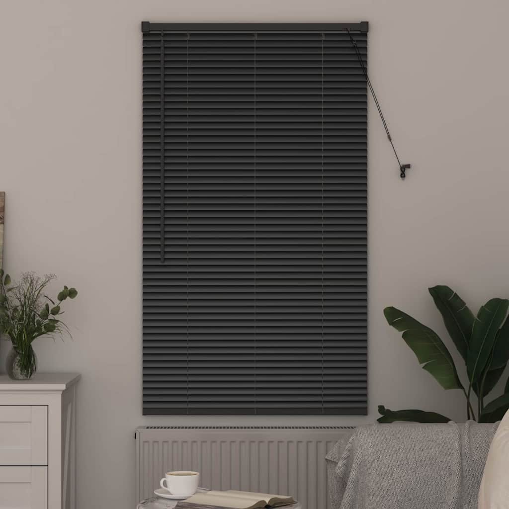 Venetian Blinds Height Adjustable Black 130 x 80 cm Aluminium