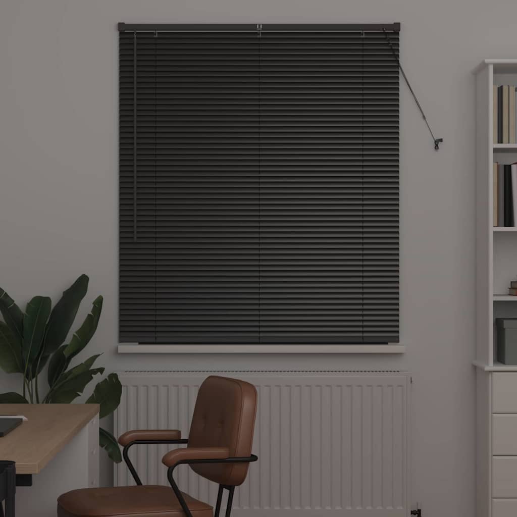 Venetian Blinds Height Adjustable Black 130 x 110 cm Aluminium