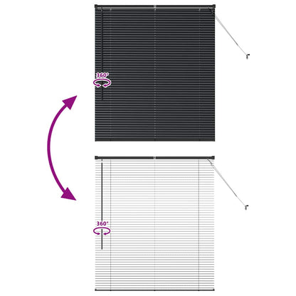 Venetian Blinds Height Adjustable Black 130 x 120 cm Aluminium