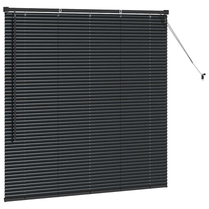 Venetian Blinds Height Adjustable Black 130 x 125 cm Aluminium