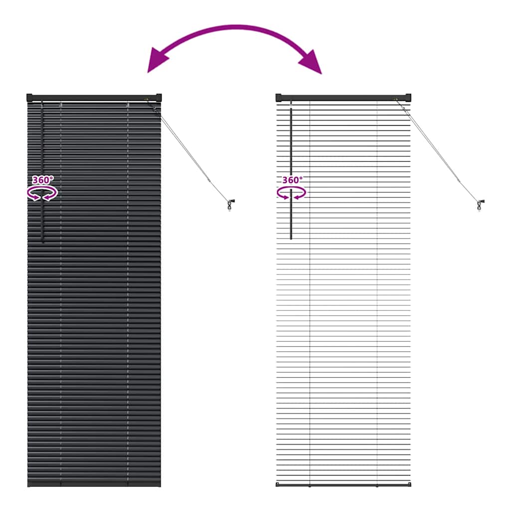 Venetian Blinds Height Adjustable Black 175 x 60 cm Aluminium