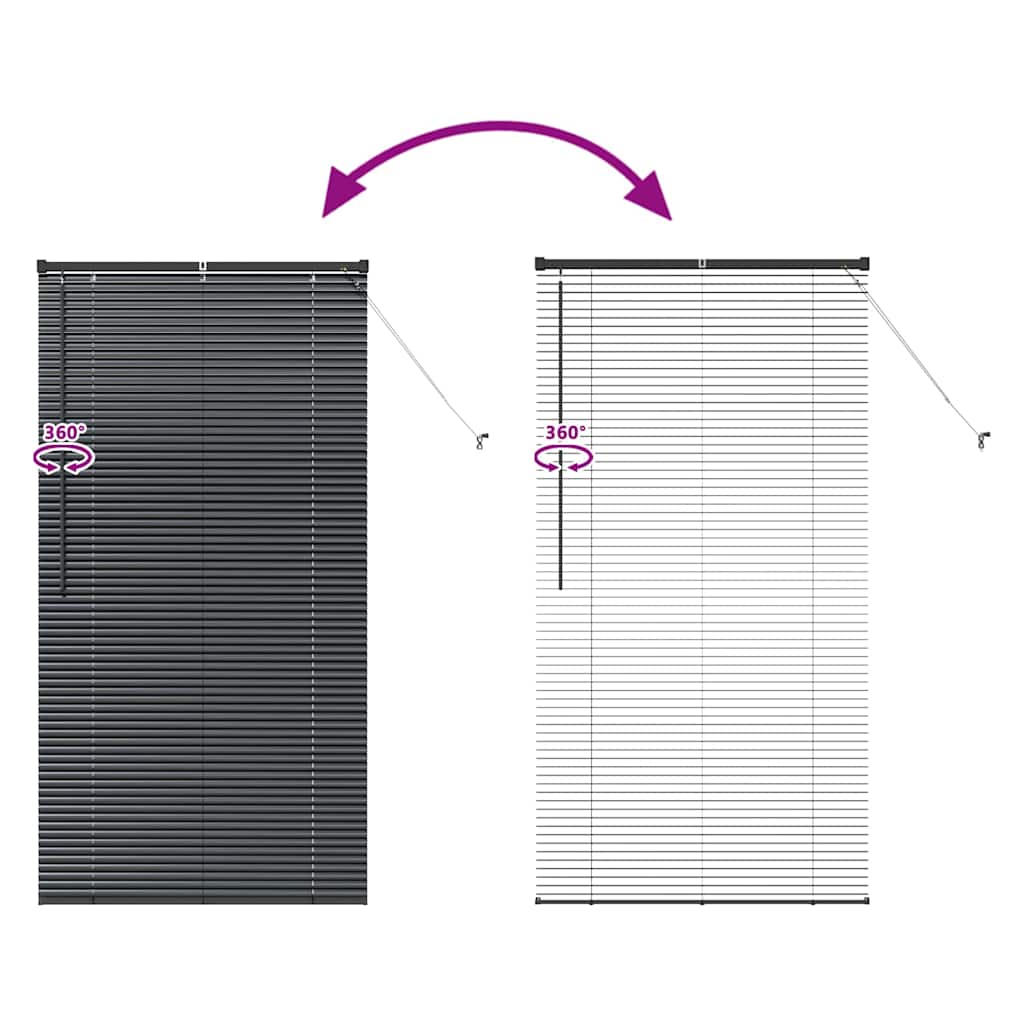 Venetian Blinds Height Adjustable Black 175 x 90 cm Aluminium