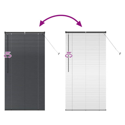 Venetian Blinds Height Adjustable Black 175 x 95 cm Aluminium