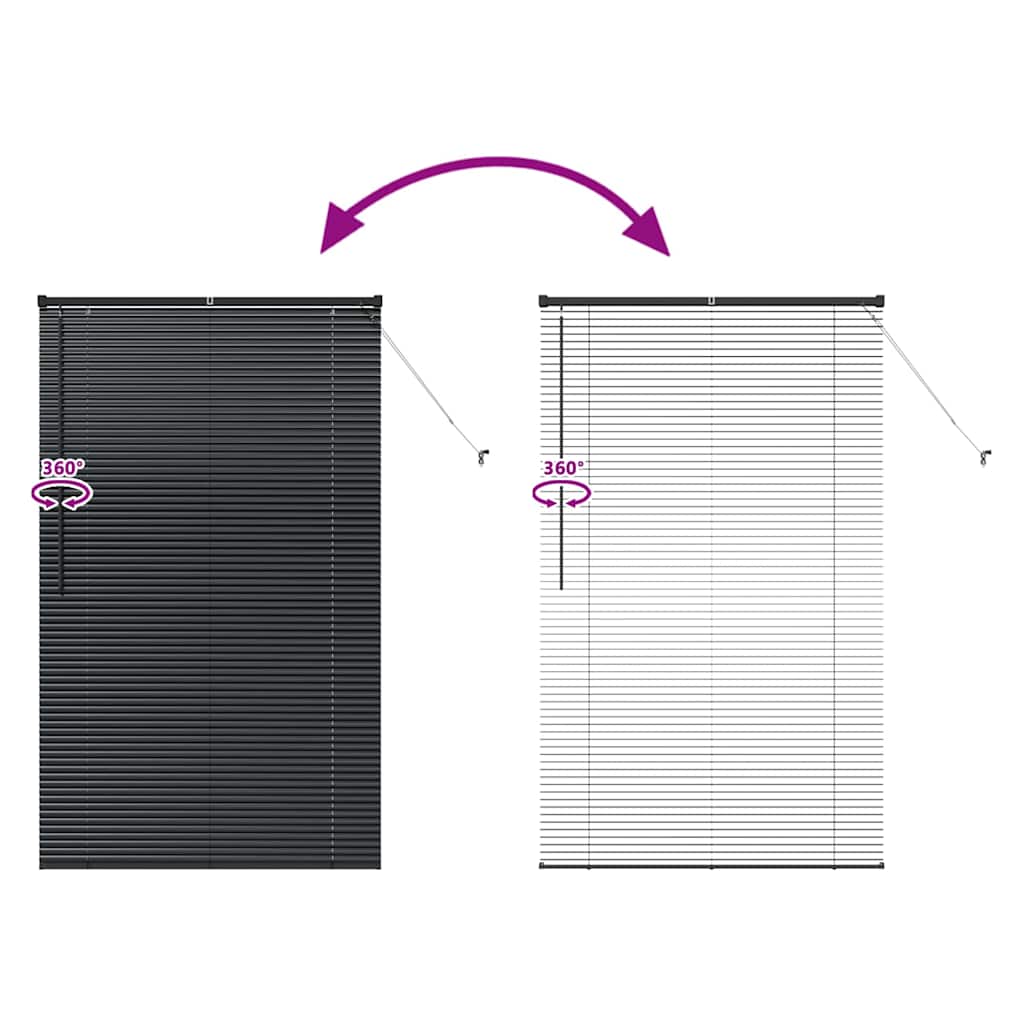 Venetian Blinds Height Adjustable Black 175 x 105 cm Aluminium