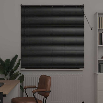 Venetian Blinds Height Adjustable Black 175 x 125 cm Aluminium