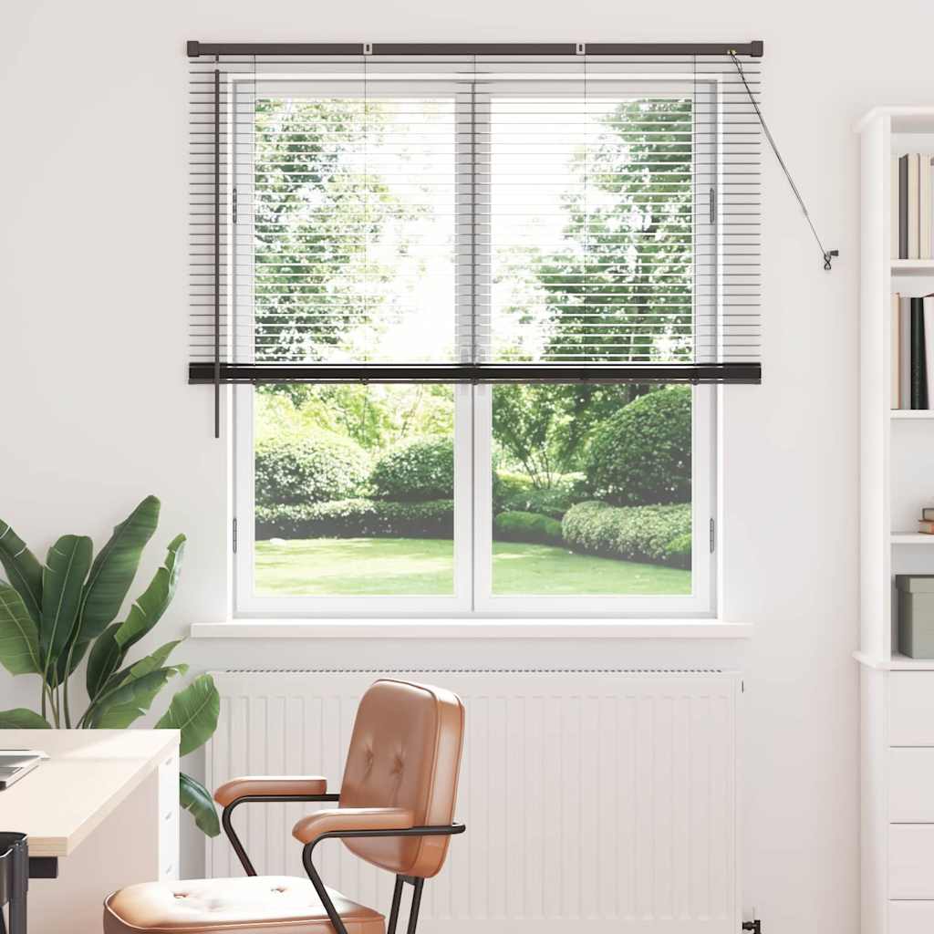 Venetian Blinds Height Adjustable Black 175 x 130 cm Aluminium