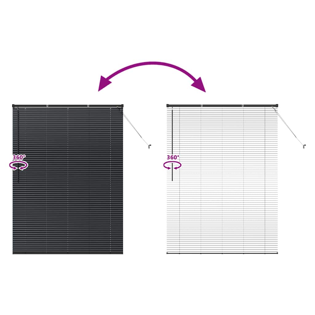 Venetian Blinds Height Adjustable Black 175 x 130 cm Aluminium