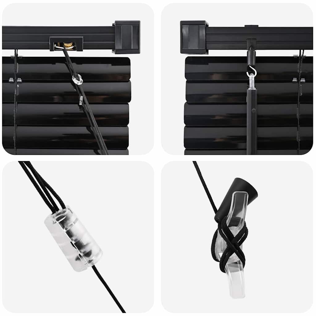 Venetian Blinds Height Adjustable Black 175 x 150 cm Aluminium