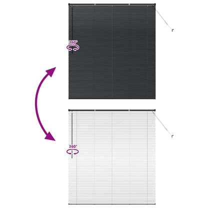 Venetian Blinds Height Adjustable Black 175 x 155 cm Aluminium