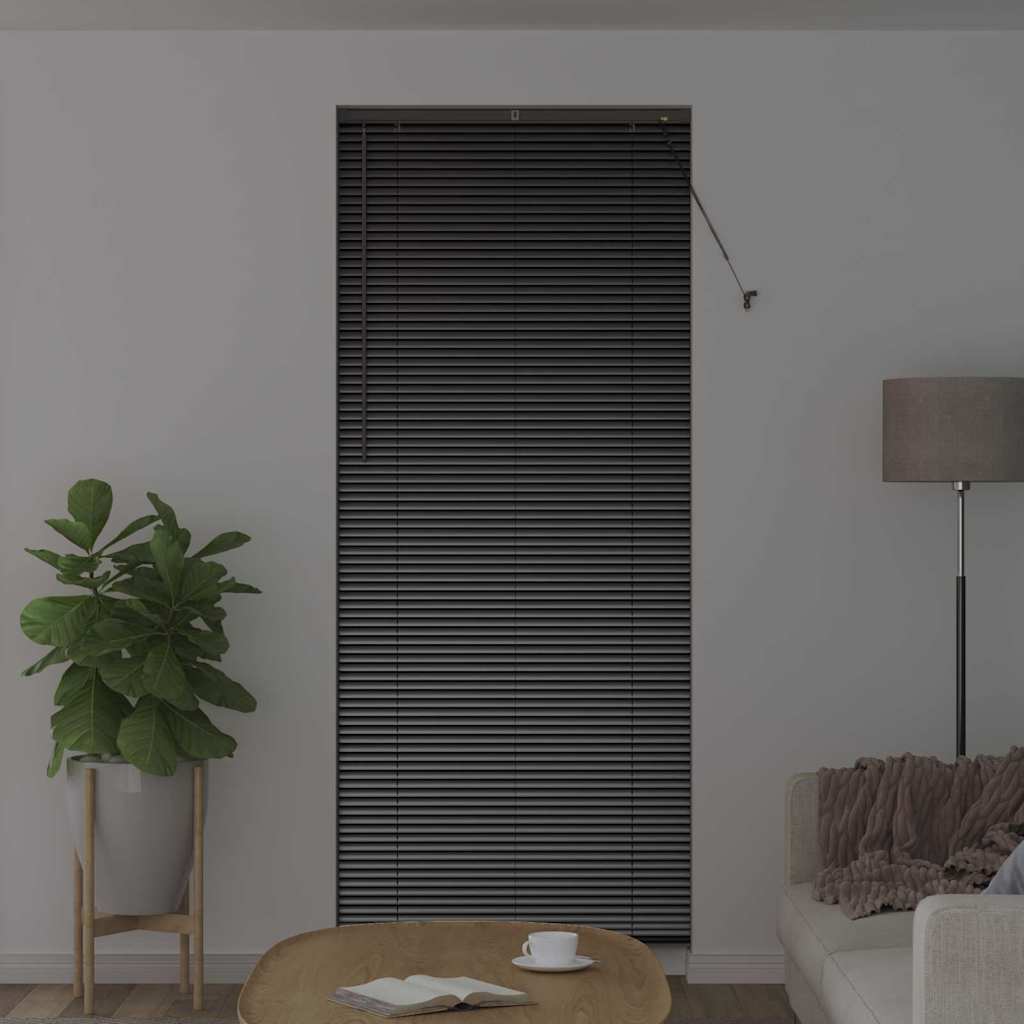 Venetian Blinds Height Adjustable Black 220 x 90 cm Aluminium