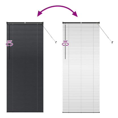 Venetian Blinds Height Adjustable Black 220 x 90 cm Aluminium