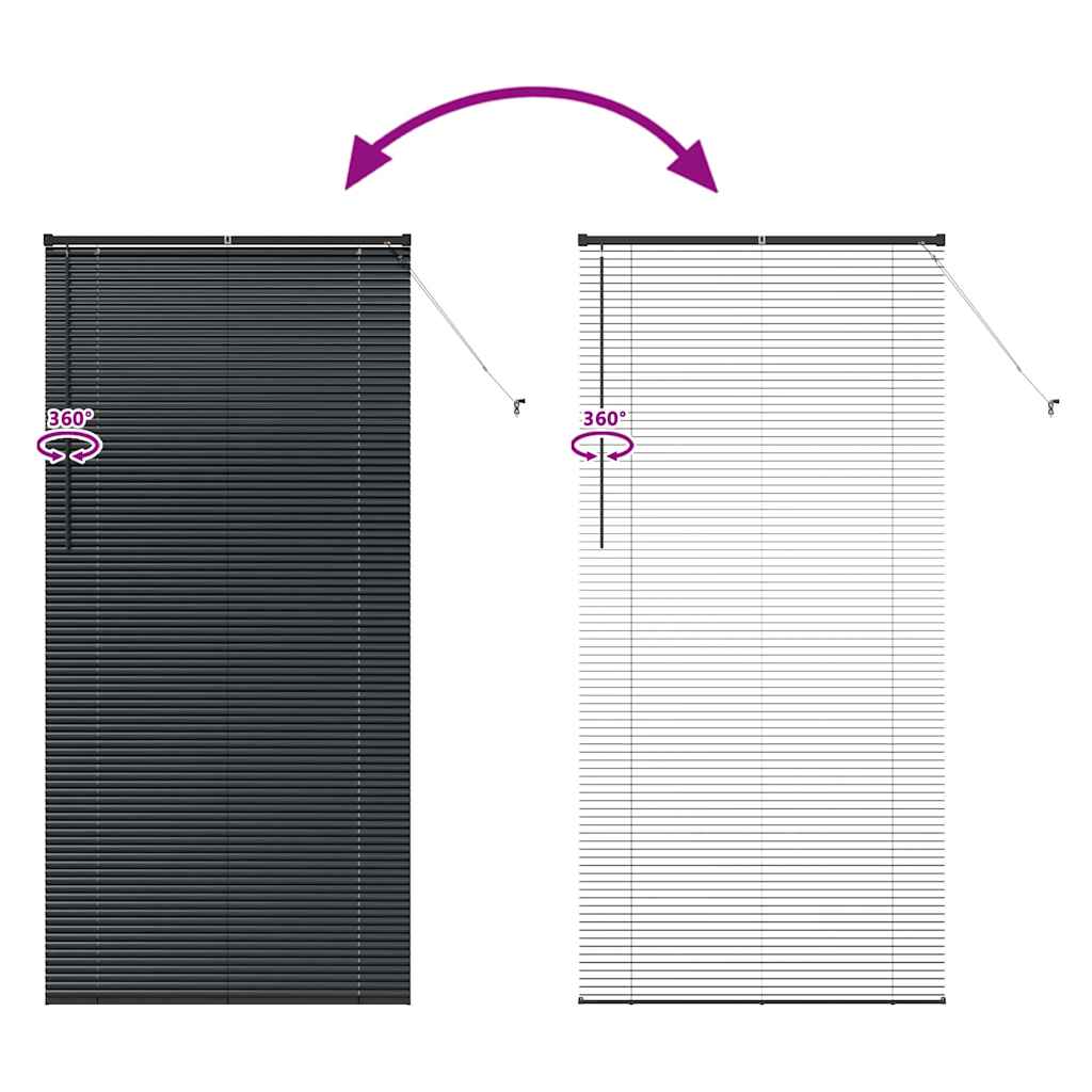 Venetian Blinds Height Adjustable Black 220 x 105 cm Aluminium
