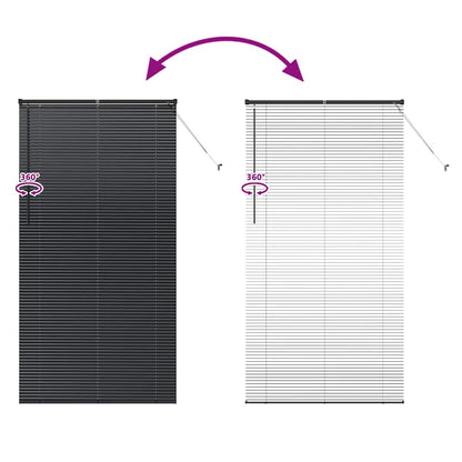 Venetian Blinds Height Adjustable Black 220 x 110 cm Aluminium