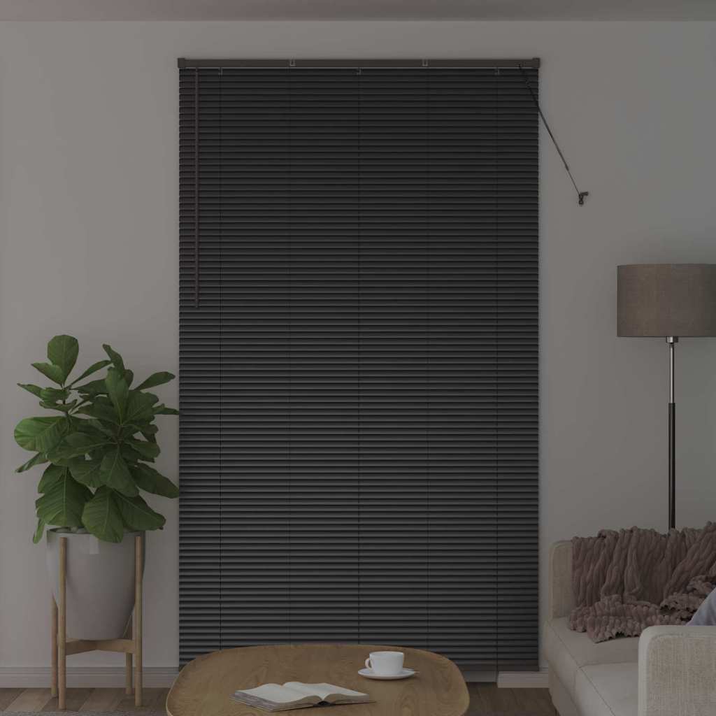 Venetian Blinds Height Adjustable Black 220 x 130 cm Aluminium