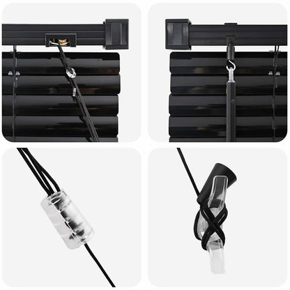 Venetian Blinds Height Adjustable Black 220 x 135 cm Aluminium