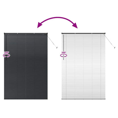 Venetian Blinds Height Adjustable Black 220 x 145 cm Aluminium