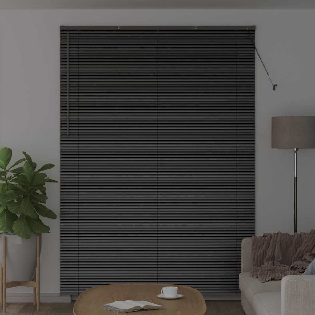 Venetian Blinds Height Adjustable Black 220 x 155 cm Aluminium