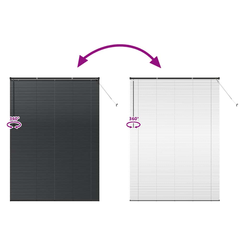 Venetian Blinds Height Adjustable Black 220 x 160 cm Aluminium