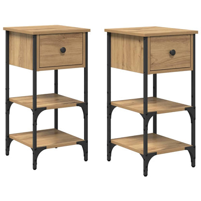 Bedside Cabinet 2 pcs Brown 33.5 x 36 x 70 cm Engineered Wood