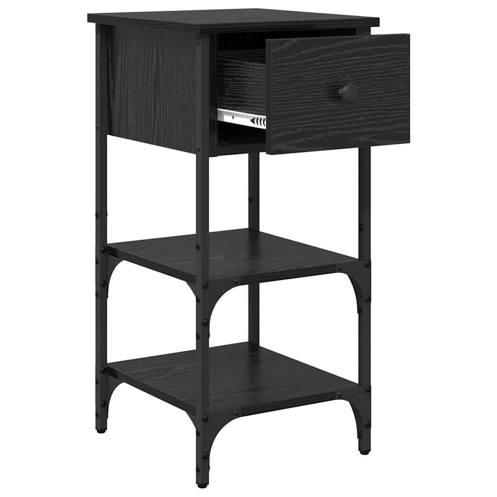 Bedside Cabinet with Drawer 2 pcs Black Oak 33.5 x 36 x 70 cm