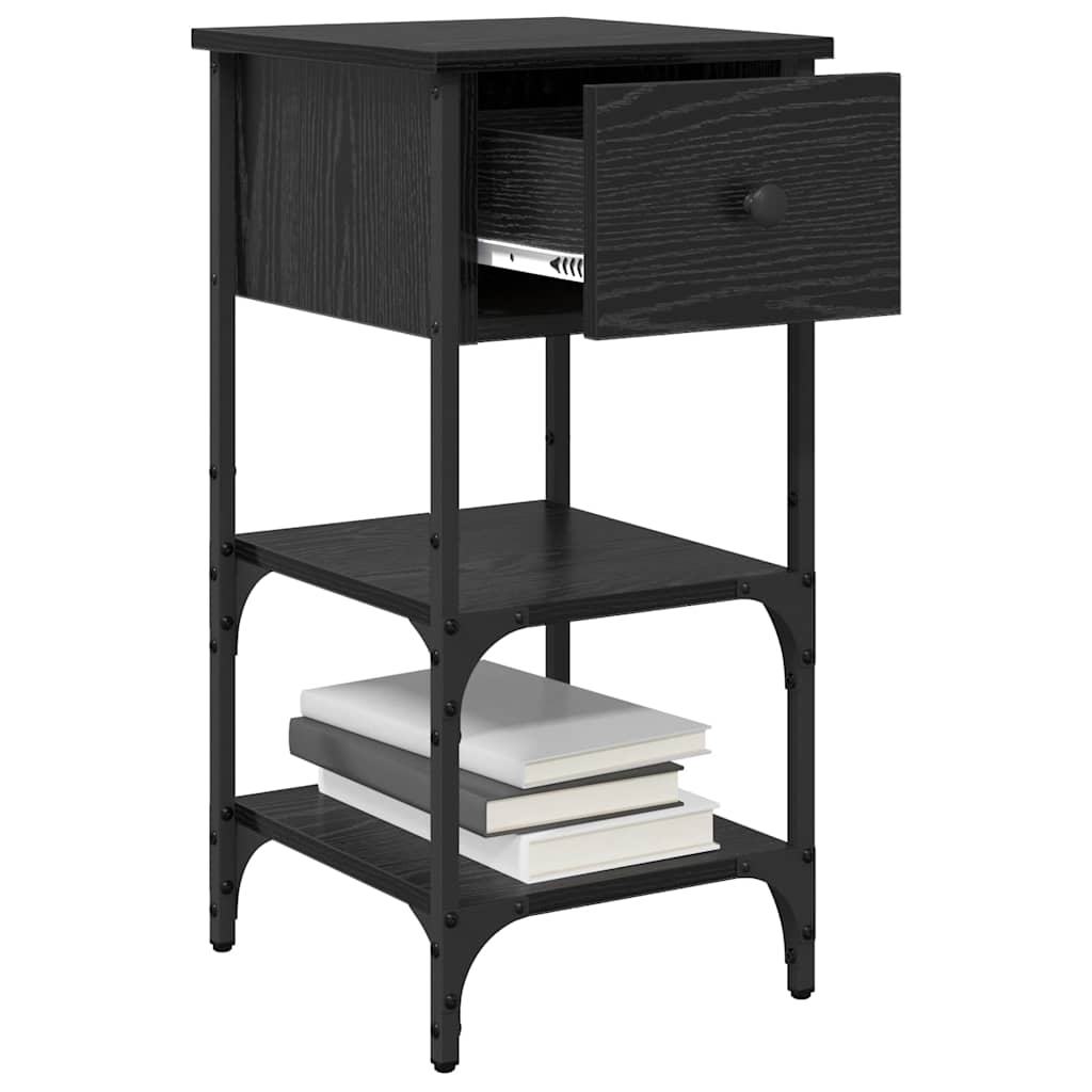 Bedside Cabinet with Drawer 2 pcs Black Oak 33.5 x 36 x 70 cm