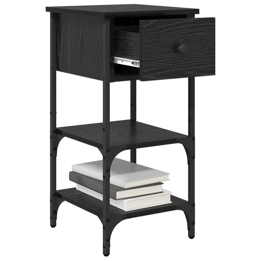 Bedside Cabinet with Drawer 2 pcs Black Oak 33.5 x 36 x 70 cm