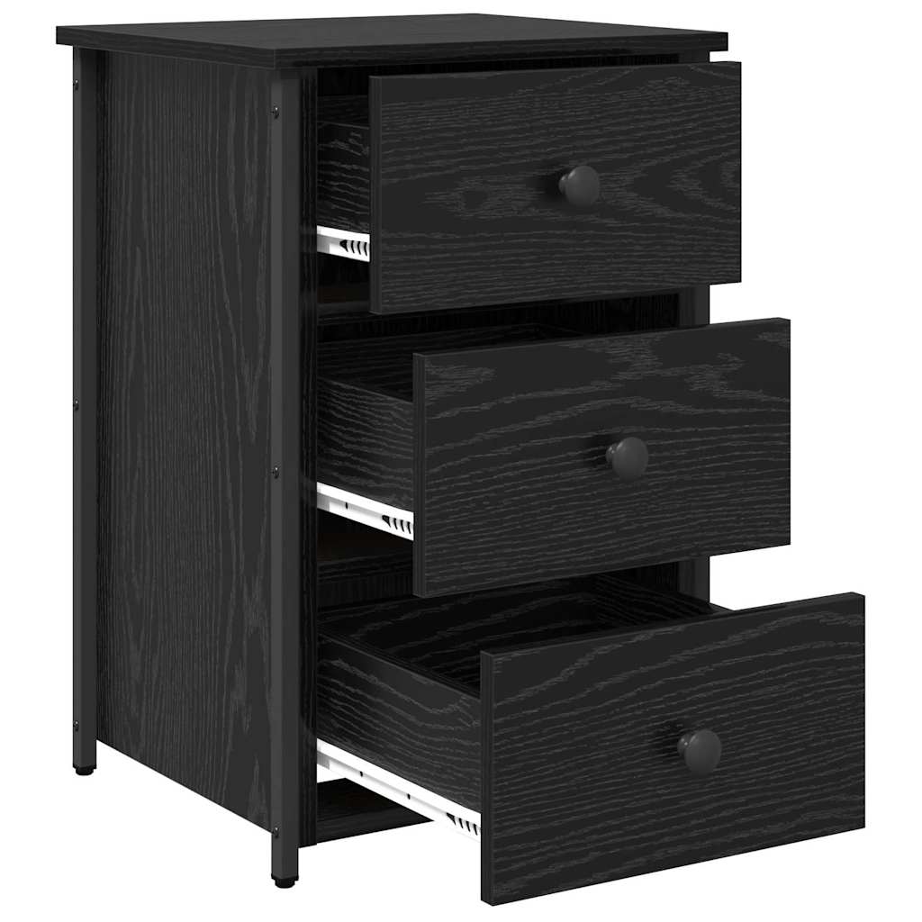 Bedside Cabinet Black Oak 40 x 36 x 60 cm Solid Reclaim Wood