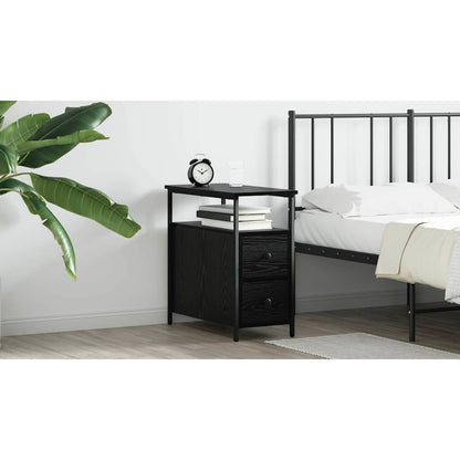 Bedside Cabinet Black oak 30 x 60 x 60 cm Engineered wood