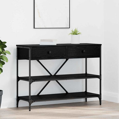Console Table with Drawer Black Oak 100 x 34.5 x 75 cm Wood