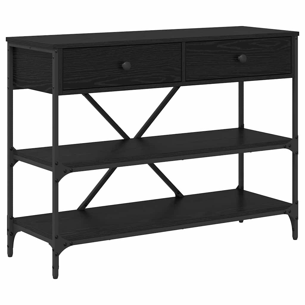 Console Table with Drawer Black Oak 100 x 34.5 x 75 cm Wood