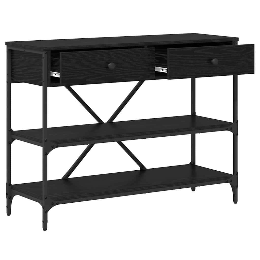 Console Table with Drawer Black Oak 100 x 34.5 x 75 cm Wood