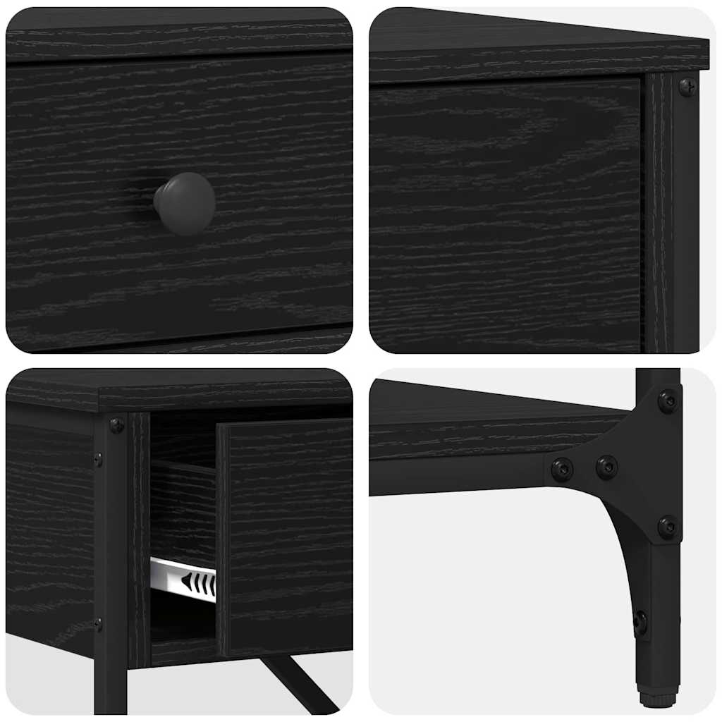 Console Table with Drawer Black Oak 75 x 34.5 x 75 cm Wood