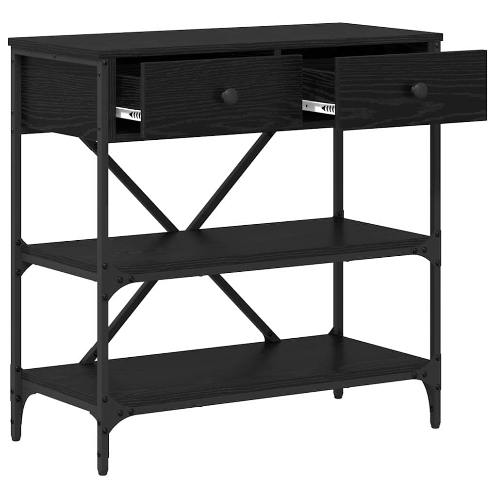 Console Table with Drawer Black Oak 75 x 34.5 x 75 cm Wood