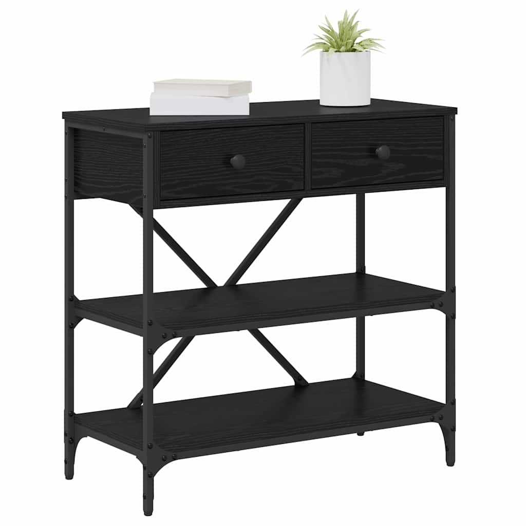 Console Table with Drawer Black Oak 75 x 34.5 x 75 cm Wood