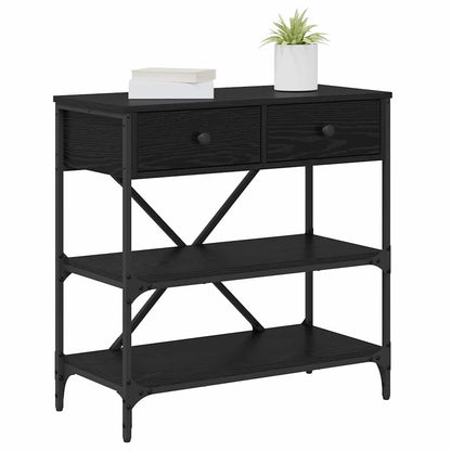 Console Table with Drawer Black Oak 75 x 34.5 x 75 cm Wood