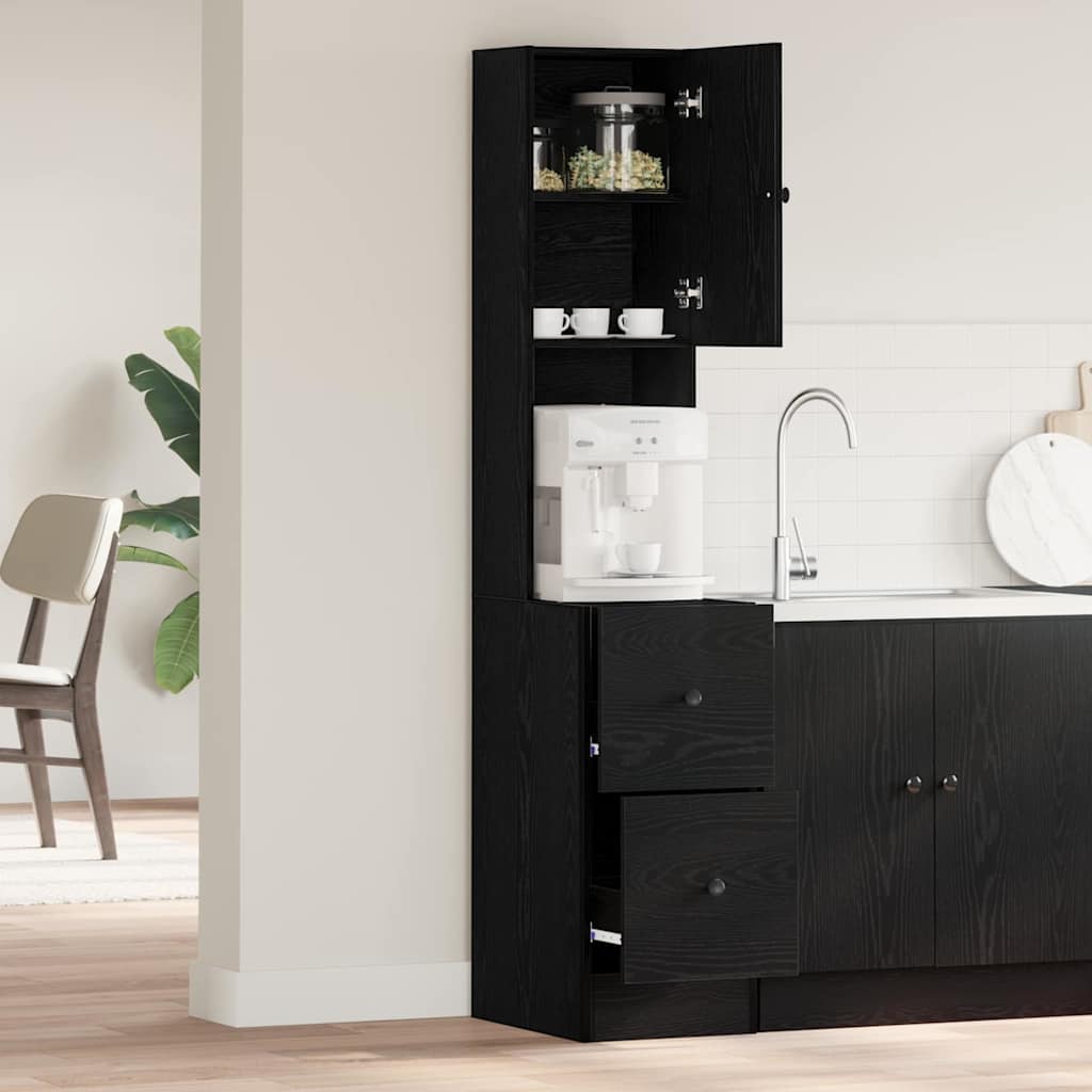 Kitchen Sideboard with Drawer Black Oak 32 x 50 x 180 cm