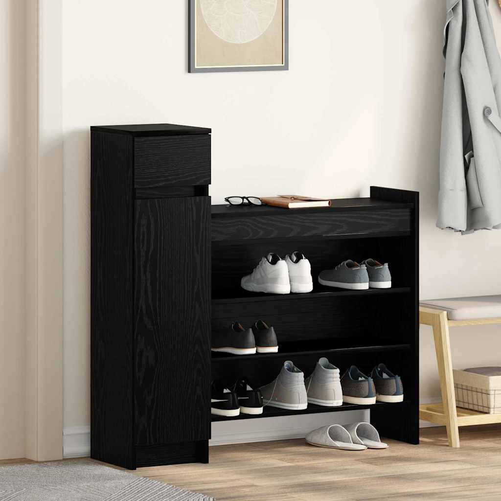 Shoe Cabinet Black Oak 100.5 x 28 x 100 cm Engineered Wood