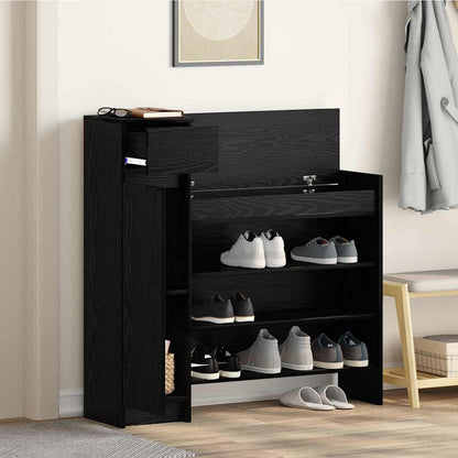Shoe Cabinet Black Oak 100.5 x 28 x 100 cm Engineered Wood