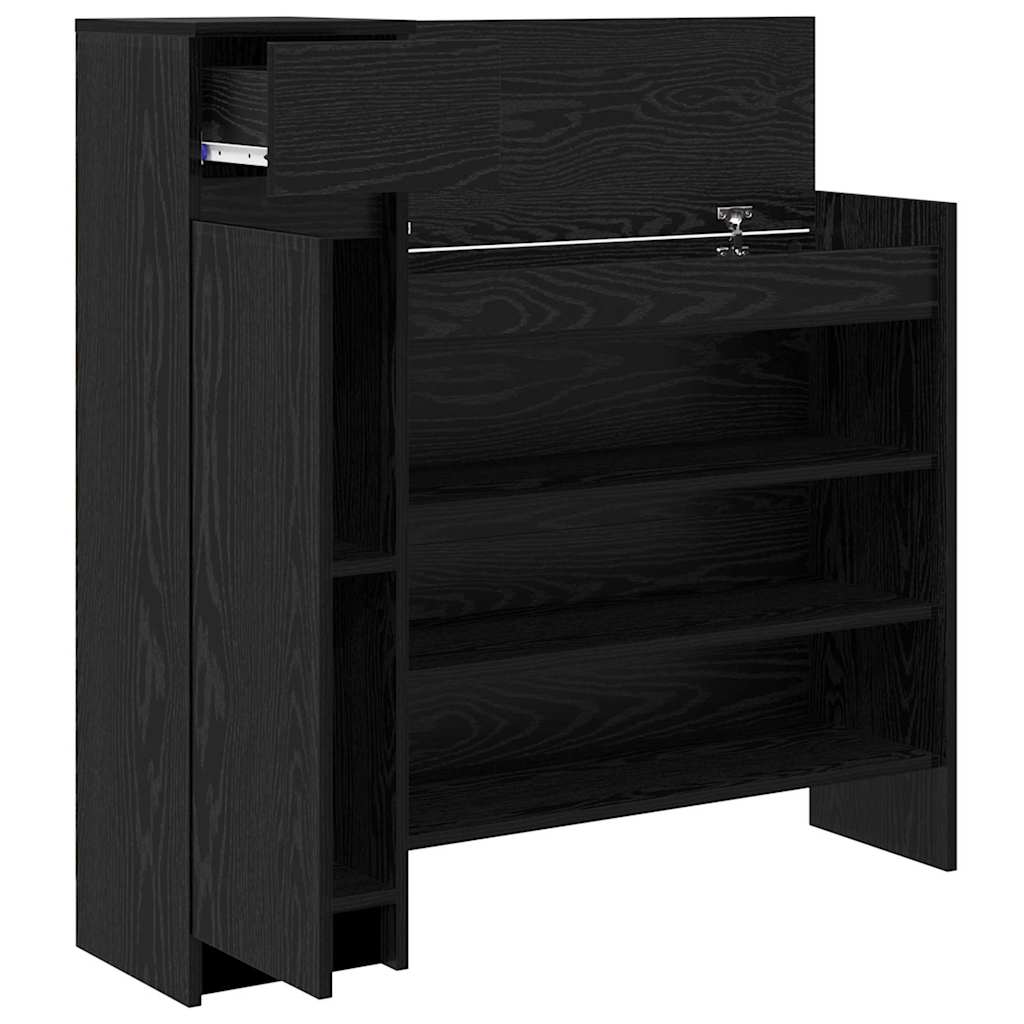 Shoe Cabinet Black Oak 100.5 x 28 x 100 cm Engineered Wood