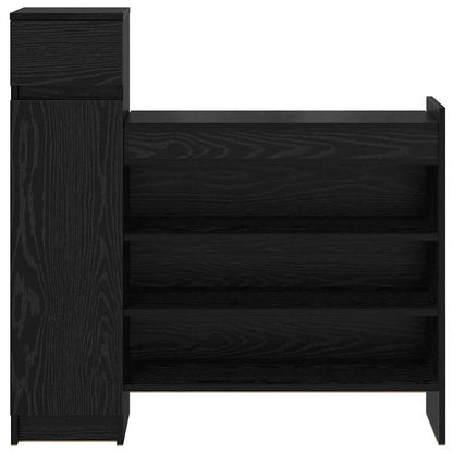 Shoe Cabinet Black Oak 100.5 x 28 x 100 cm Engineered Wood