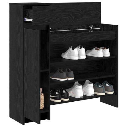 Shoe Cabinet Black Oak 100.5 x 28 x 100 cm Engineered Wood