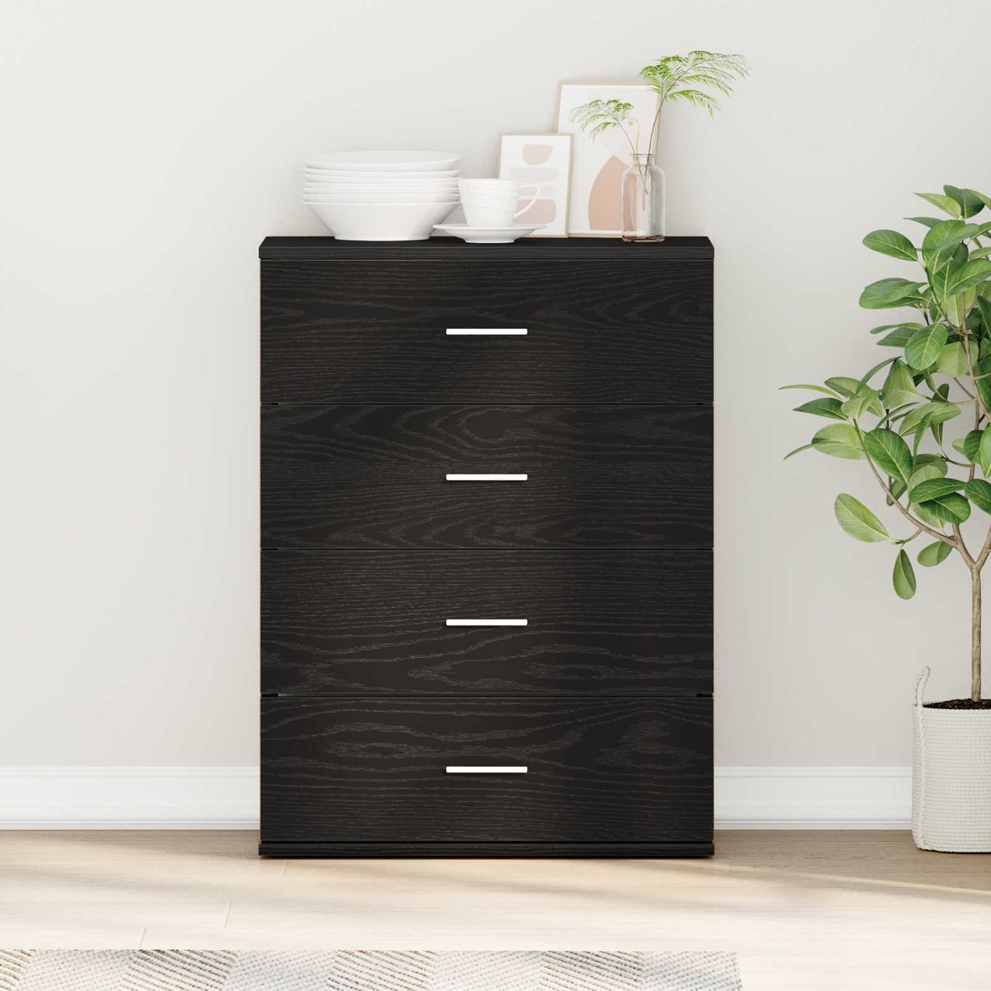 Sideboard Black Oak 60 x 39 x 80 cm Engineered Wood