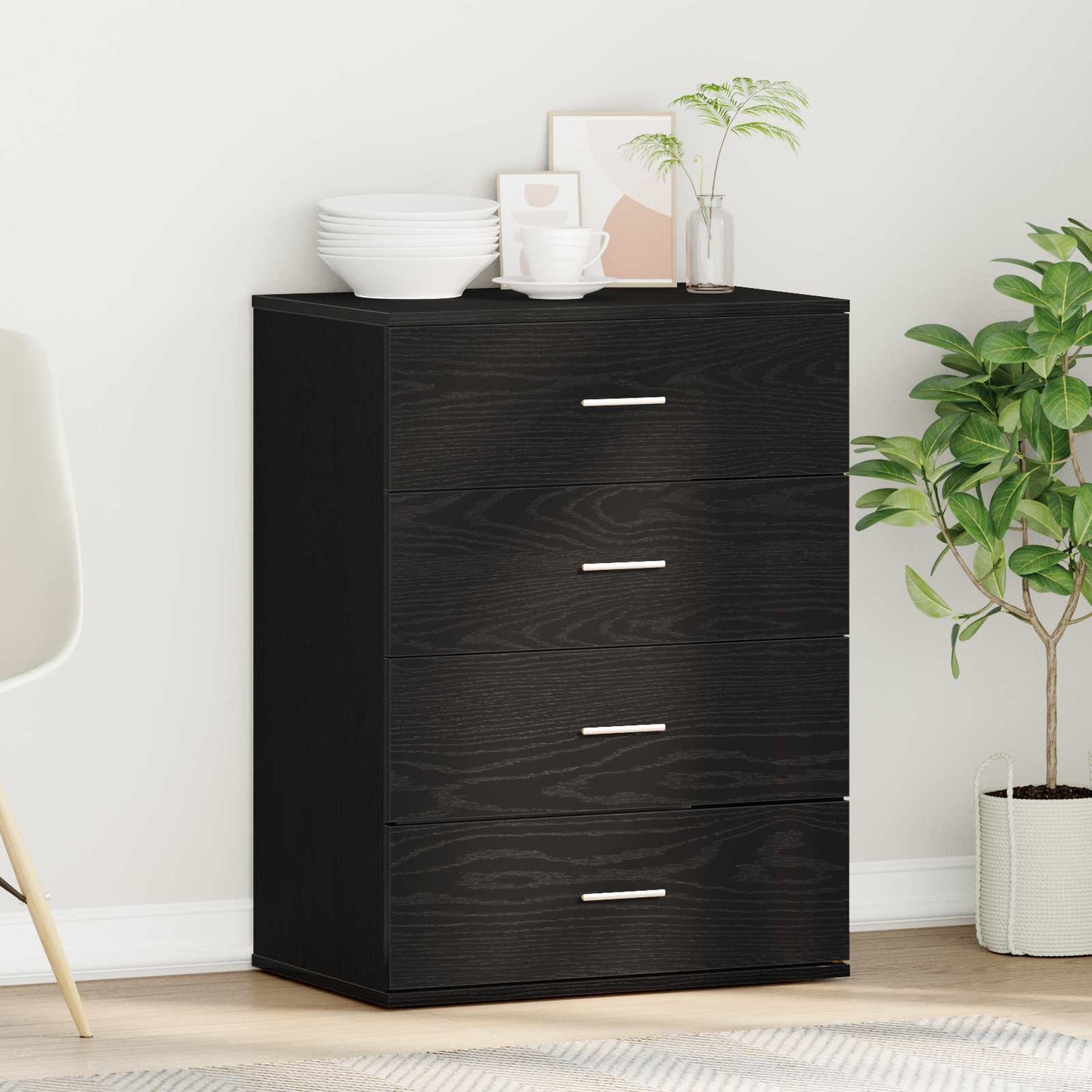 Sideboard Black Oak 60 x 39 x 80 cm Engineered Wood