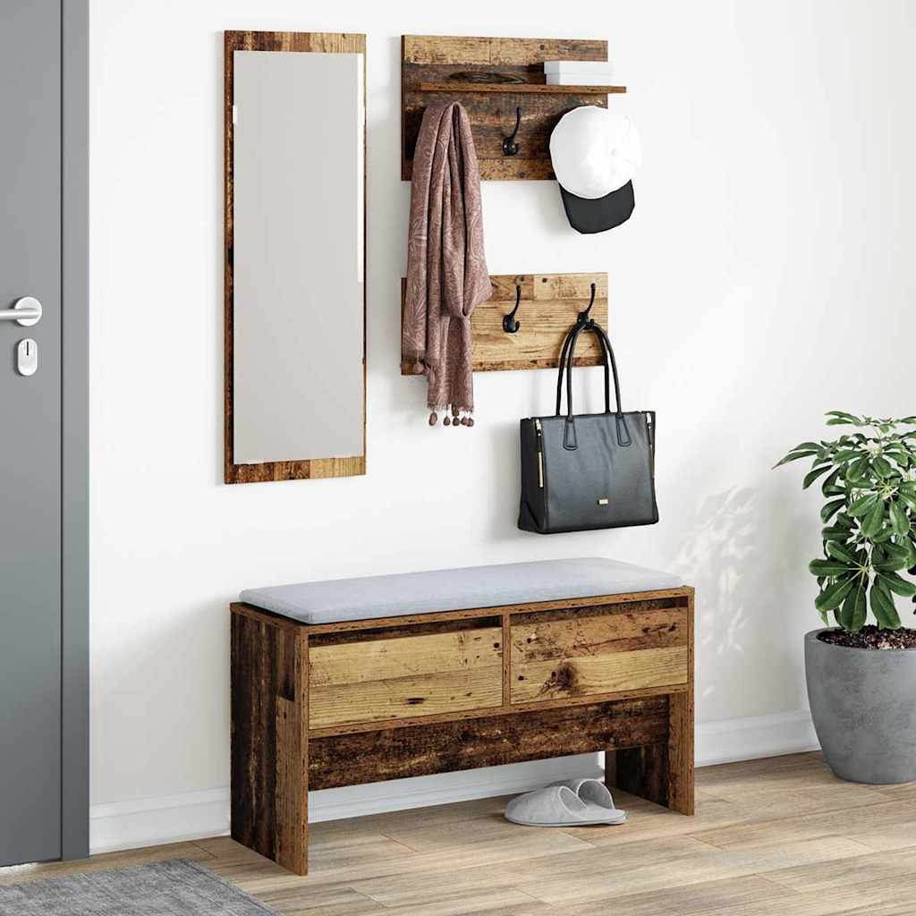 Hallway Furniture Set with Shelf 4 pcs Old Wood Engineered Wood