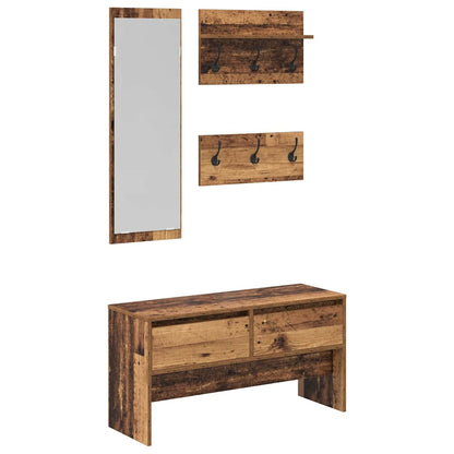 Hallway Furniture Set with Shelf 4 pcs Old Wood Engineered Wood